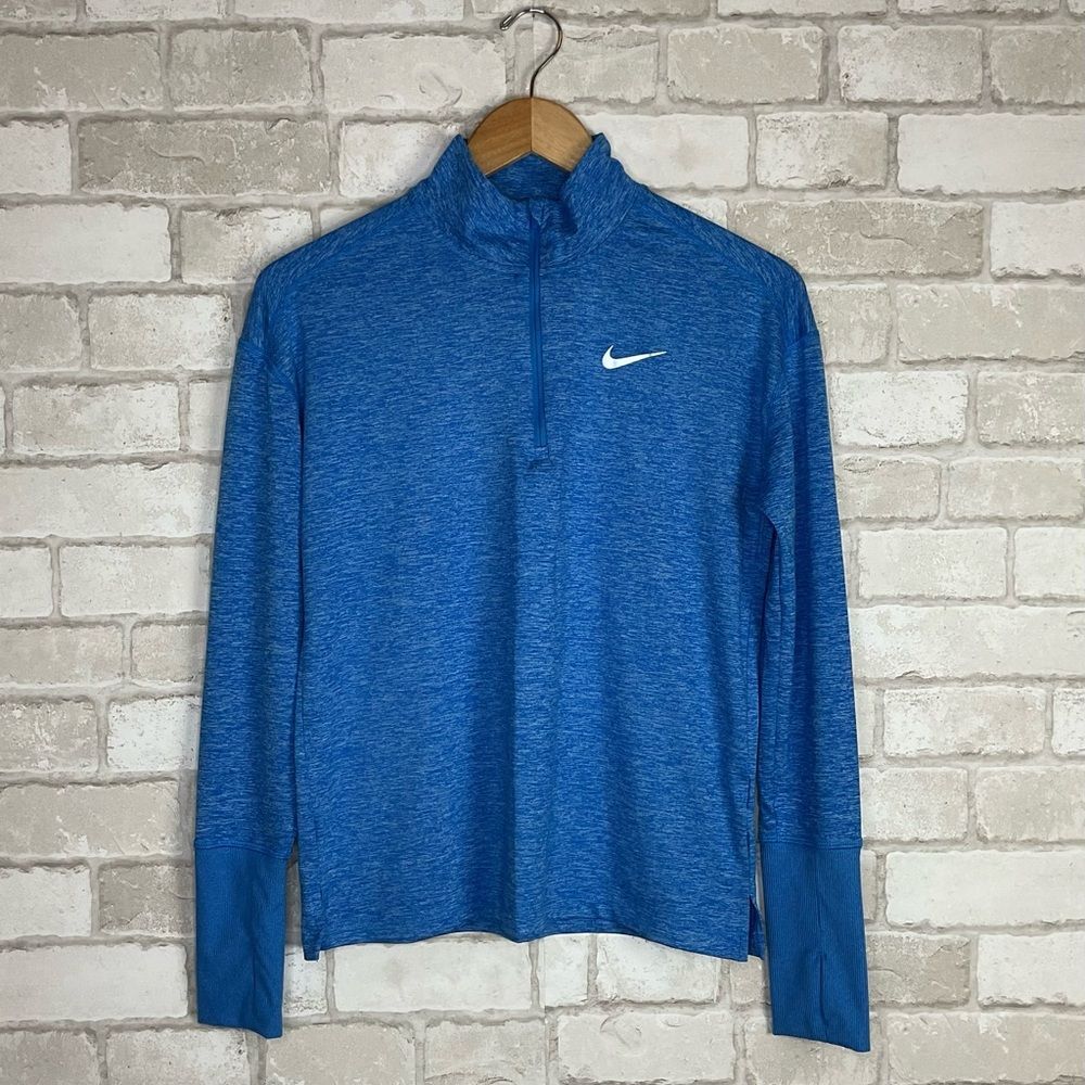 Nike Dri-Fit Quarter Zip Marled Blue Pullover Sweater Size S